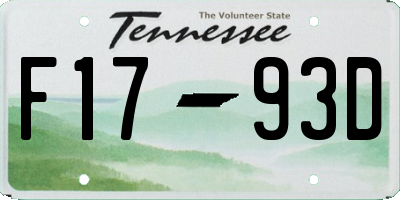 TN license plate F1793D