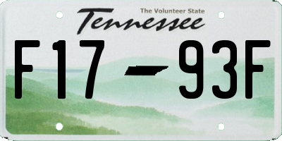 TN license plate F1793F