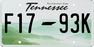 TN license plate F1793K