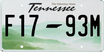 TN license plate F1793M