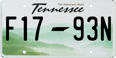 TN license plate F1793N