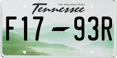 TN license plate F1793R