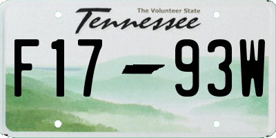 TN license plate F1793W