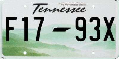 TN license plate F1793X