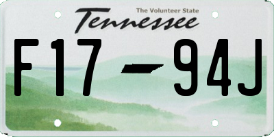 TN license plate F1794J