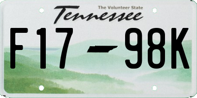 TN license plate F1798K