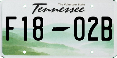 TN license plate F1802B