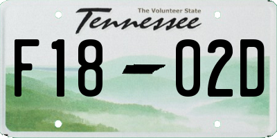 TN license plate F1802D