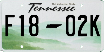 TN license plate F1802K
