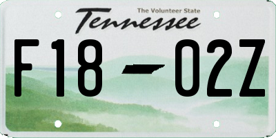 TN license plate F1802Z