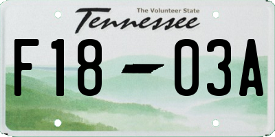 TN license plate F1803A