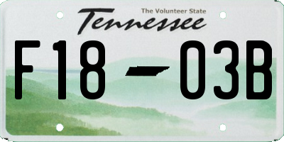TN license plate F1803B