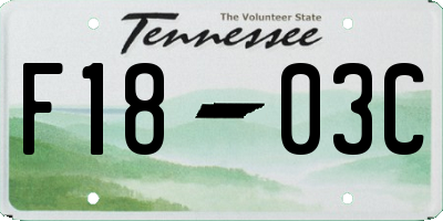 TN license plate F1803C