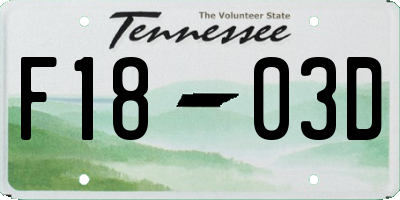 TN license plate F1803D