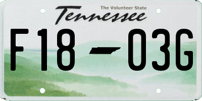 TN license plate F1803G