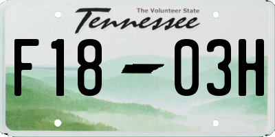 TN license plate F1803H