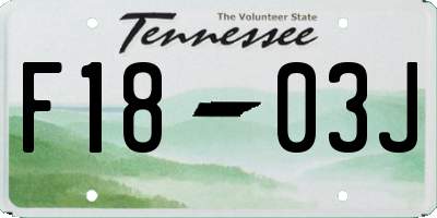 TN license plate F1803J