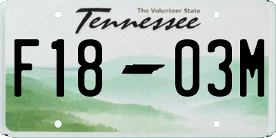 TN license plate F1803M