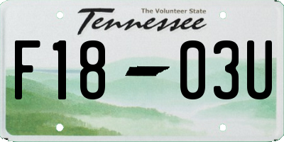 TN license plate F1803U