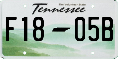 TN license plate F1805B