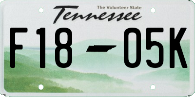 TN license plate F1805K
