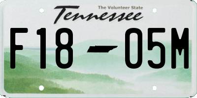 TN license plate F1805M