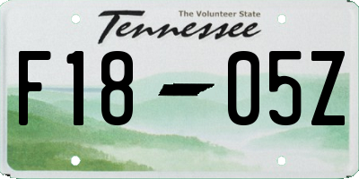 TN license plate F1805Z