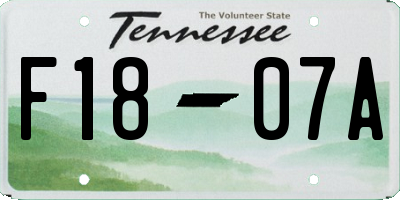 TN license plate F1807A