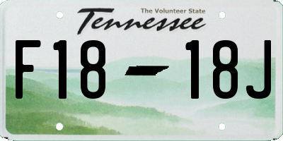 TN license plate F1818J