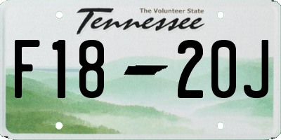 TN license plate F1820J