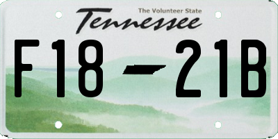 TN license plate F1821B