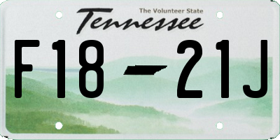 TN license plate F1821J
