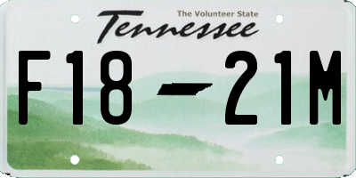 TN license plate F1821M