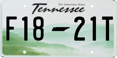 TN license plate F1821T
