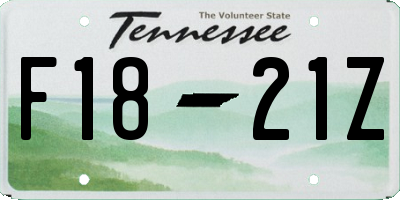 TN license plate F1821Z
