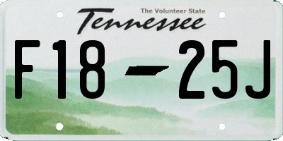 TN license plate F1825J