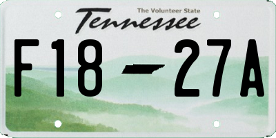 TN license plate F1827A
