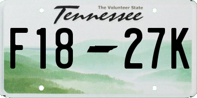 TN license plate F1827K