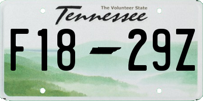 TN license plate F1829Z