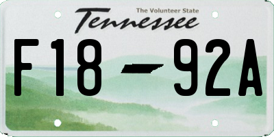 TN license plate F1892A