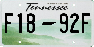 TN license plate F1892F