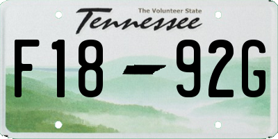 TN license plate F1892G
