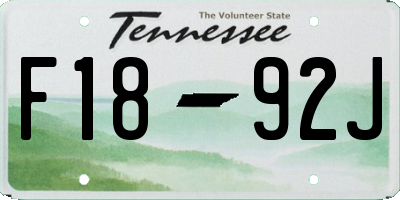 TN license plate F1892J