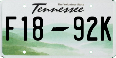 TN license plate F1892K
