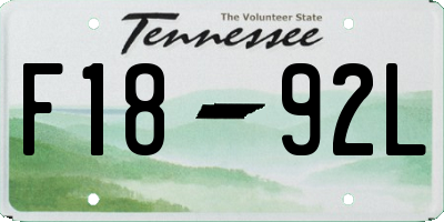 TN license plate F1892L