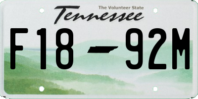 TN license plate F1892M