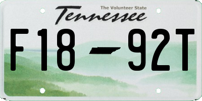 TN license plate F1892T