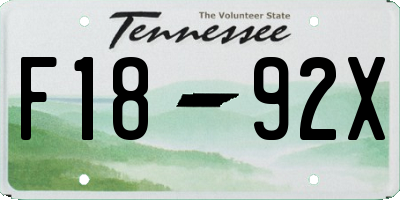 TN license plate F1892X