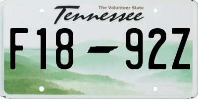 TN license plate F1892Z