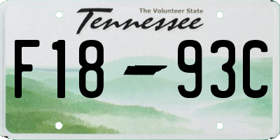 TN license plate F1893C
